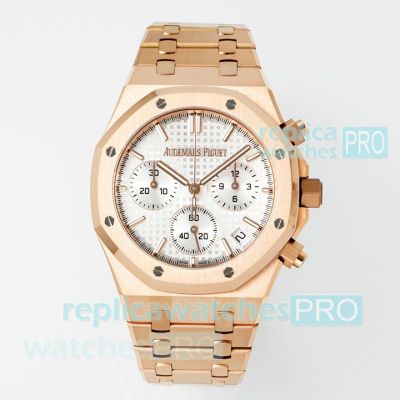APS 1:1 Replica Audemars Piguet Royal Oak White Dial Rose Gold 4401 Chronograph Watch 
